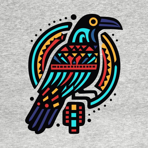 Raven Bird, Aztec Tribal Design by ravensart